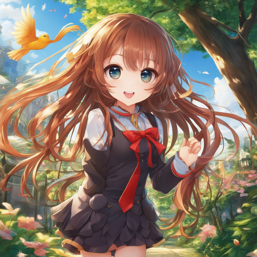 chibi anime girl with brown hair