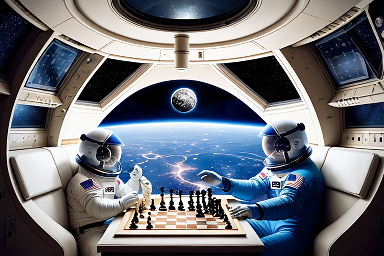 Surreal chess board in space