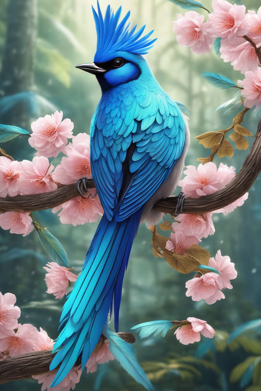 Pretty Blue Jay Bird Outlines Hyper Realistic
