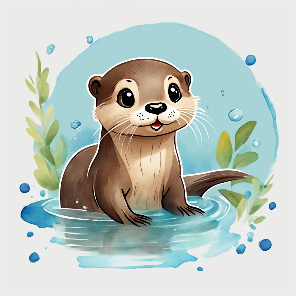 cute baby otter drawing