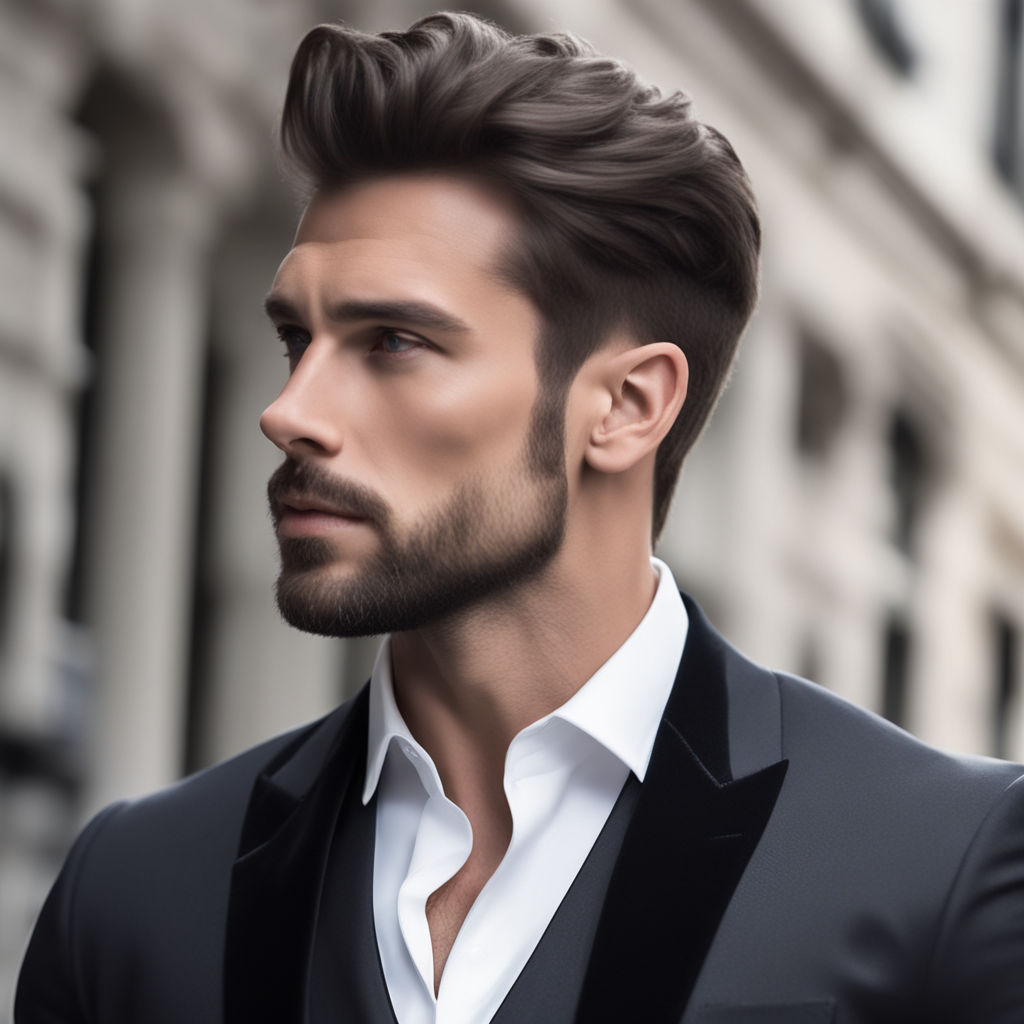 Portrait of a Handsome Serious Man with a Short Hairstyle Stock Image -  Image of lifestyle, black: 124109821