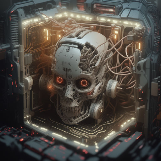 robot skull drawing