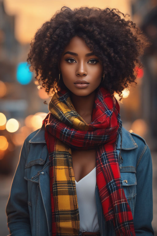 Beautiful black woman with a multicolored scarf on - Playground