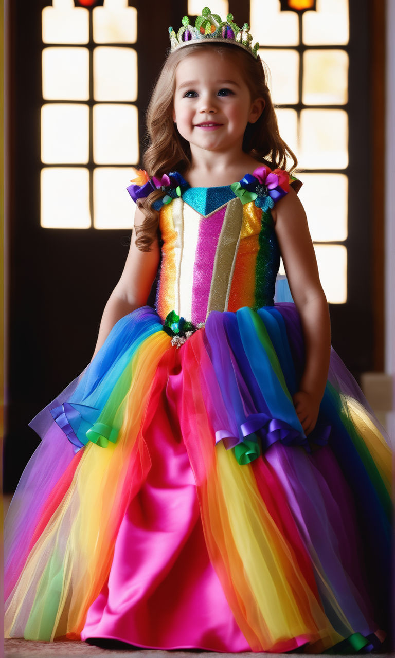 Rainbow dress for sales 5 year old