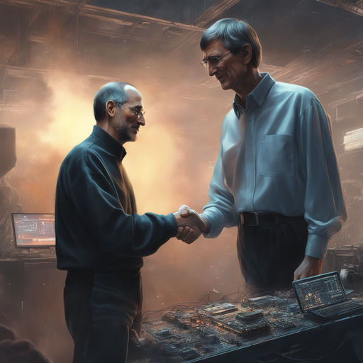 steve jobs and bill gates shaking hands