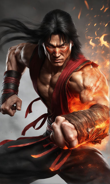 Download Fierce Liu Kang ready to strike in Mortal Kombat Wallpaper