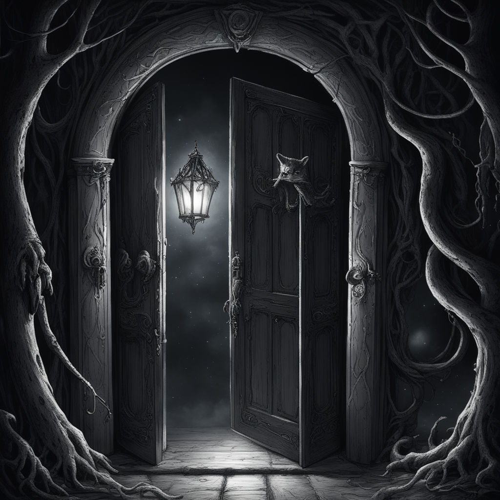 A woman saw a spooky monster behind the door - Playground