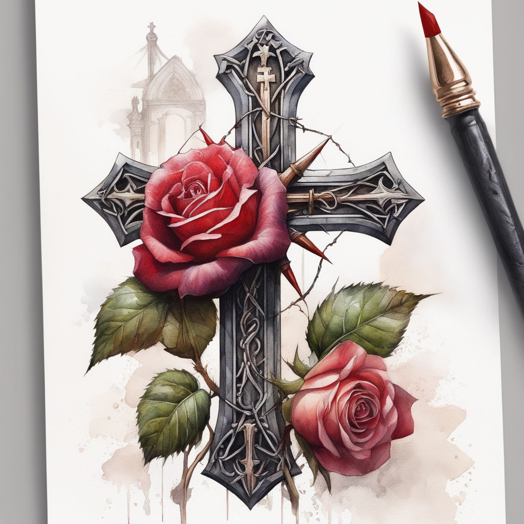 3D Realistic Rose Flower Cross Temporary Tattoos For Women Adult Compass  Skull Angel Fake Tattoo Sticker Waterproof Tatoos Decal - AliExpress