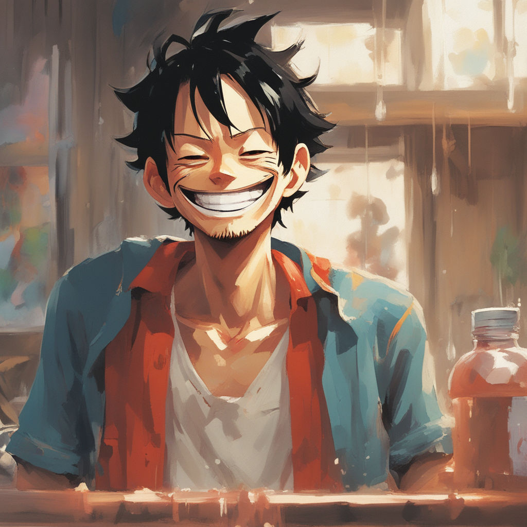 anime one piece luffy laughing abstract