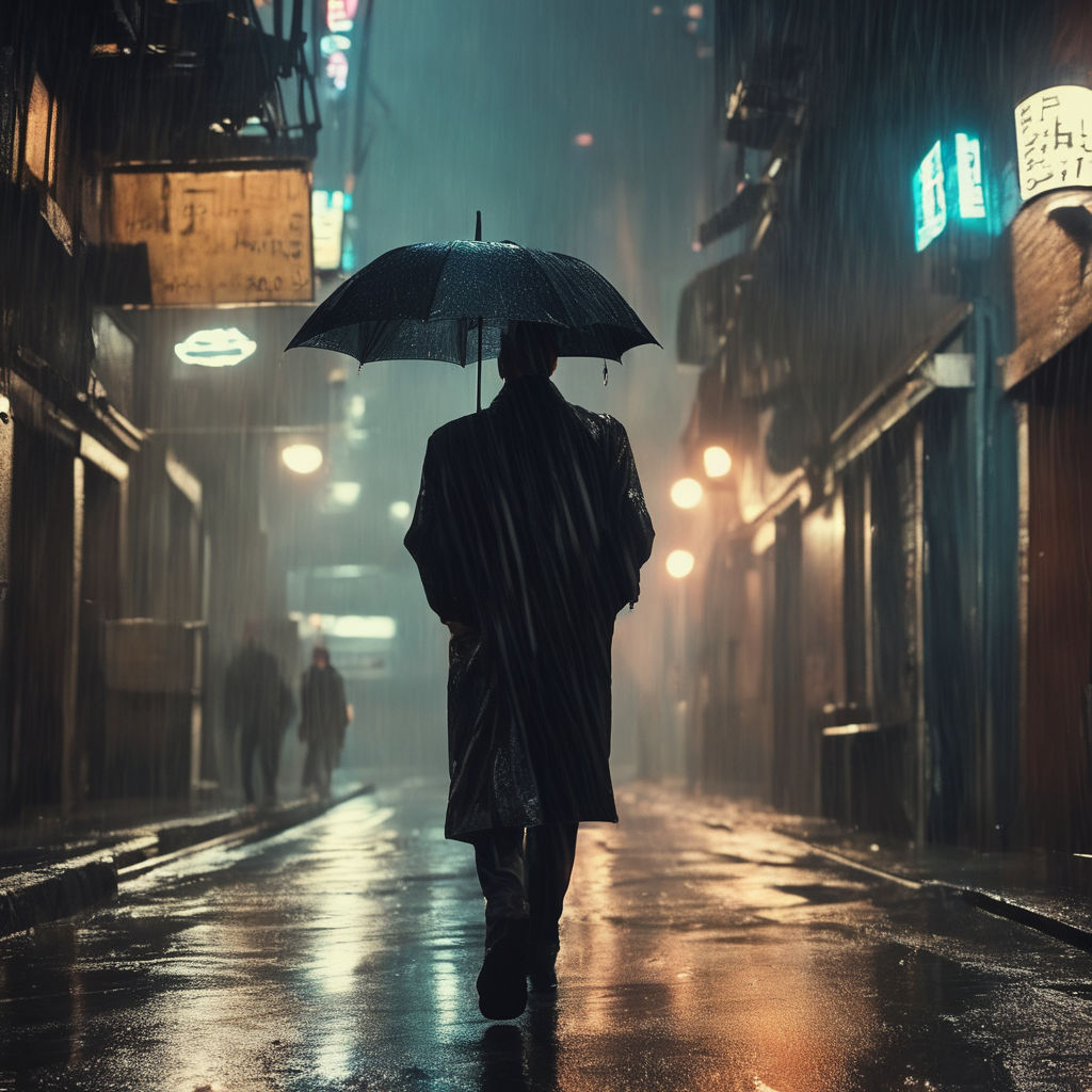 lonely walking in rain