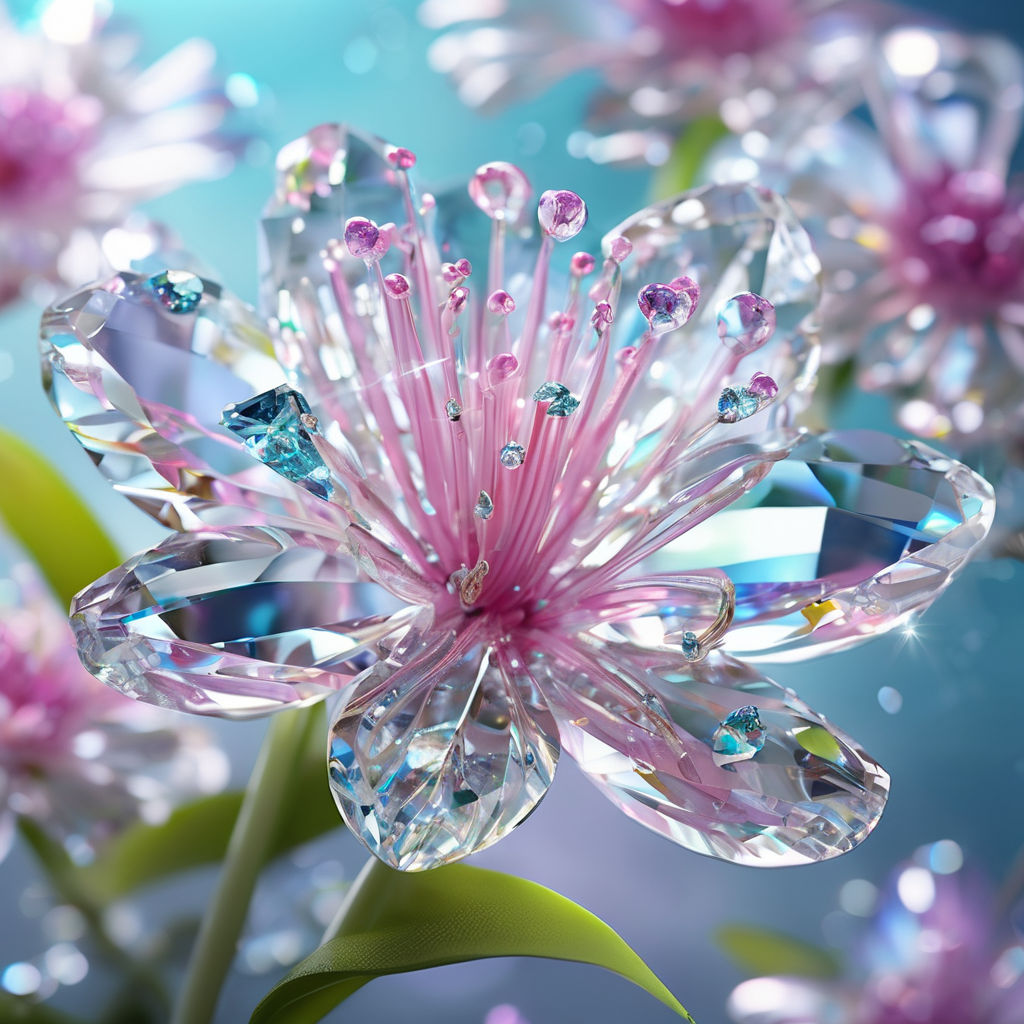 crystal glowy flowers with river - Playground