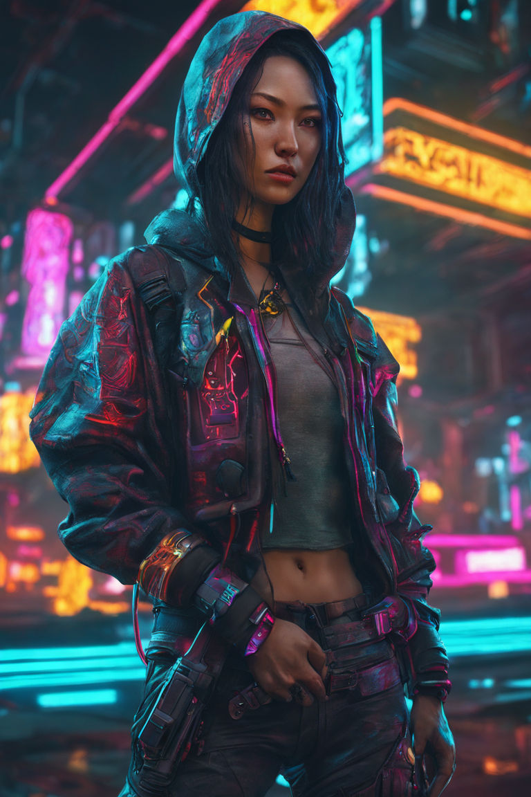 Wallpaper girl, art, beautiful, cyberpunk girl for mobile and