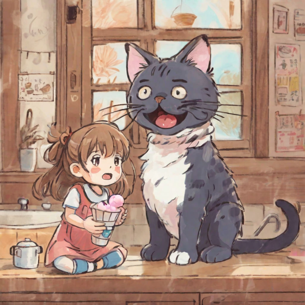 PublicDomainVectors.org-Anime girl with kitten