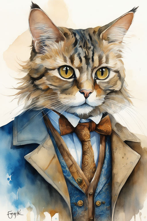 cute cat wearing coat and tie : r/nightcafe