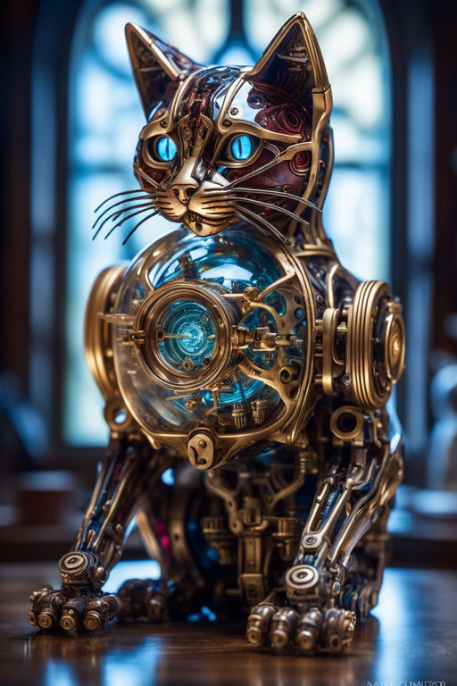 steampunk cat robot