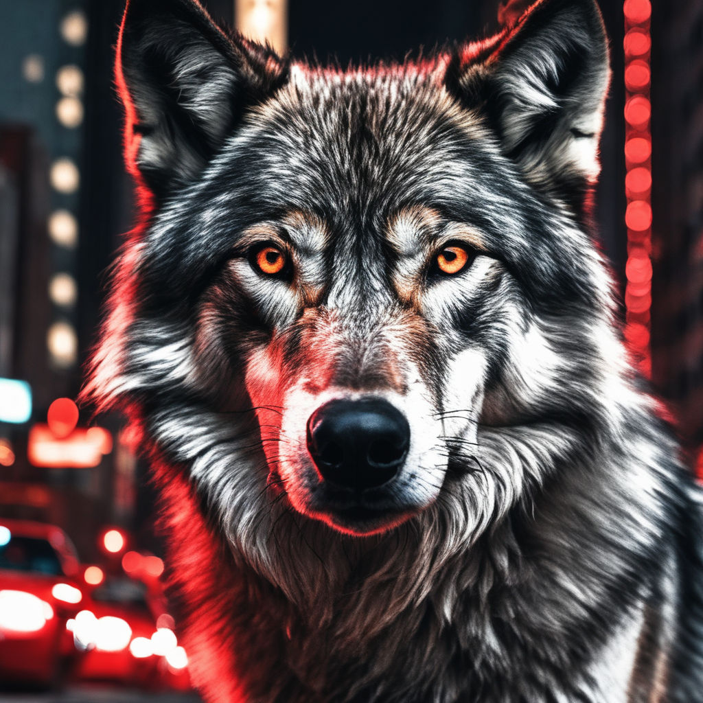 black alpha wolf with red eyes