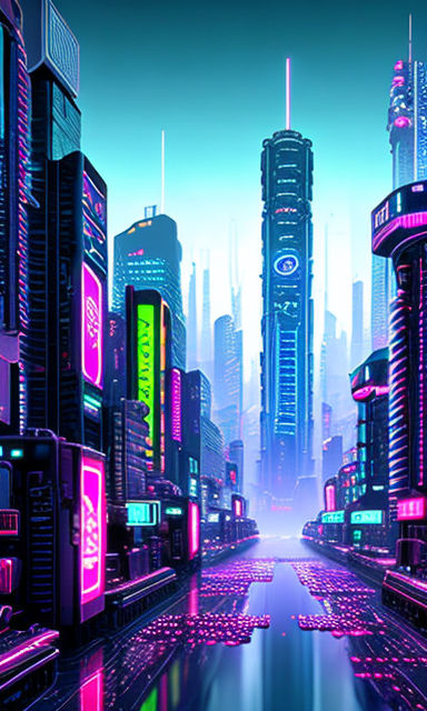 Create a stunning cinematic big anime wallpaper featuring a mesmerizing  futuristic cityscape with towering skyscrapers, vibrant neon lights  illuminating the bustling streets below, and an awe-inspiring anime  protagonist standing confidently at the