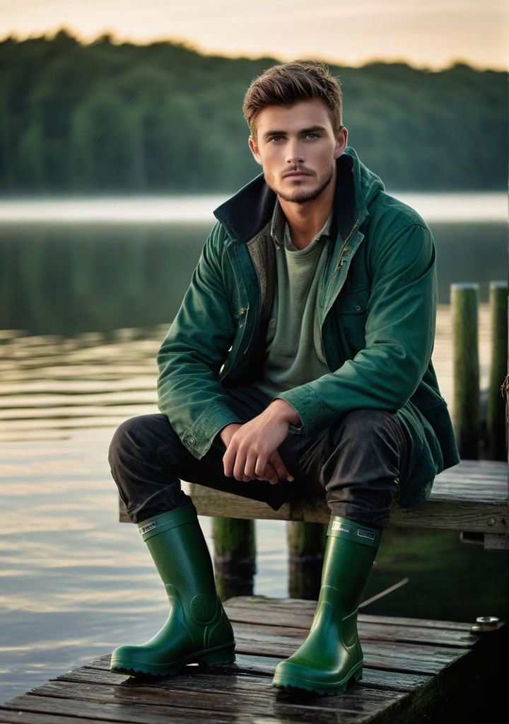 in shiny mint hunter wellies and leather leggings - Playground