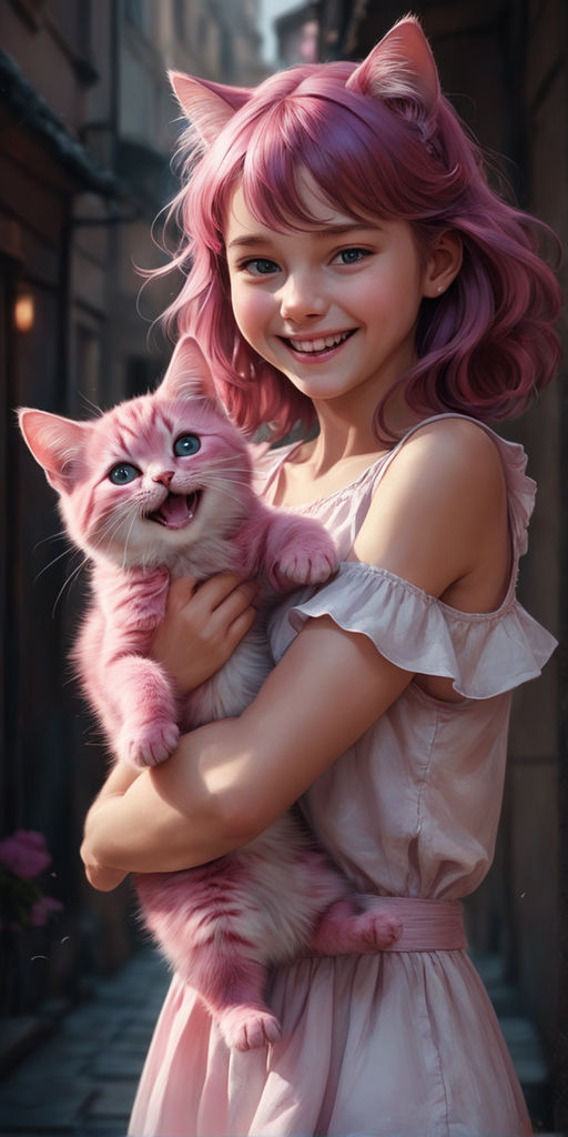 cat girl with pink hair - Playground