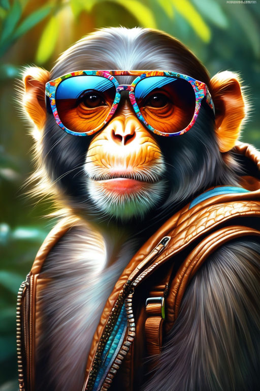 Lexica - Discord profile picture of a monkey wearing sunglasses and a suit,  looking to the side, cool, relistic