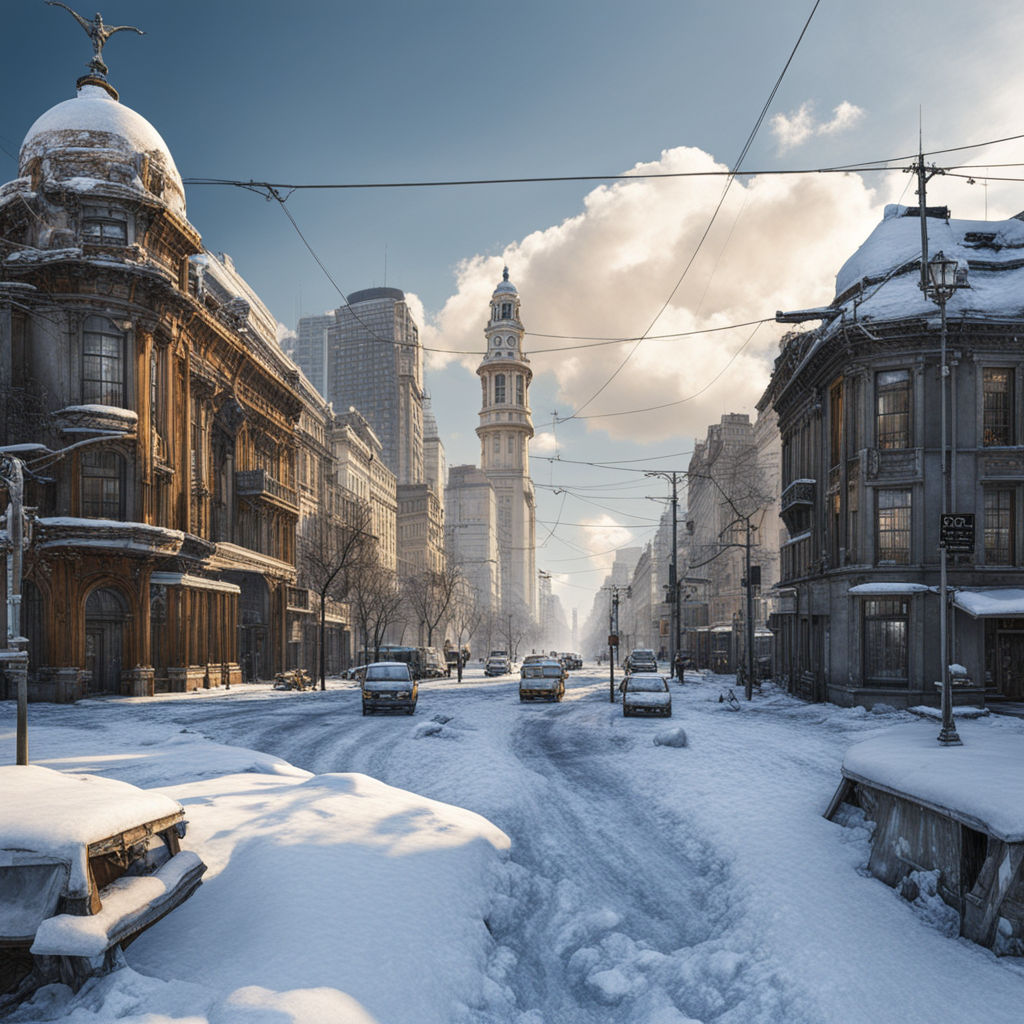 dramatic snow chaos in city - Playground