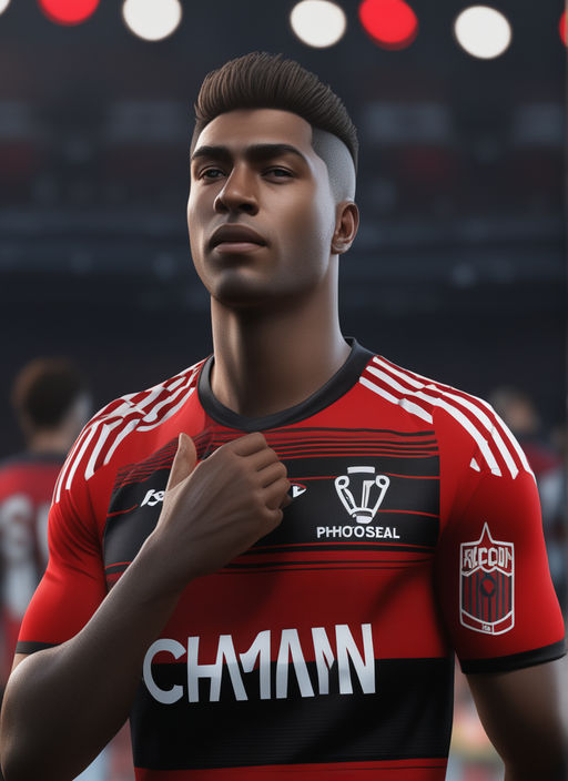 ArtStation - Soccer Black with multi color Jersey Player-10