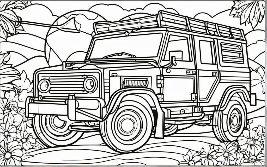 Carros Para Colorir - Jeep, Land Rover, Porsche, Ferrari, Mustang