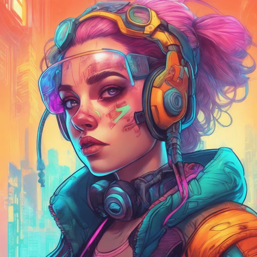 cyberpunk girl, colorful drawing art,digital illustration, comic