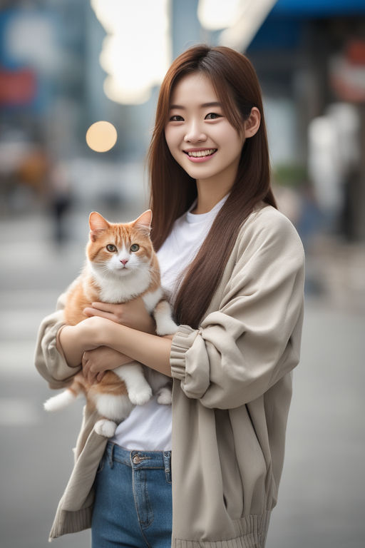 Cute girl hot sale with cat