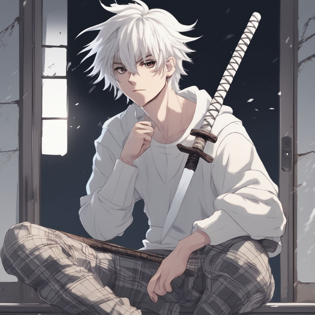 Anime Boy white hair with a mask by RiieArgyle on DeviantArt