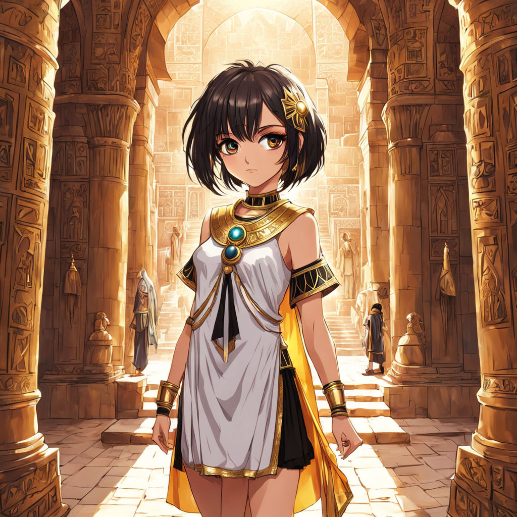 Cool Orange Ancient Egyptian Anime Girl