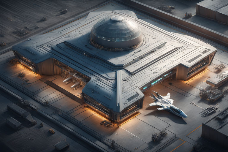 Sci-Fi Ambience: Explore the Futuristic Ambiance of the Space Station Hangar,  Your Spaceship Awaits 