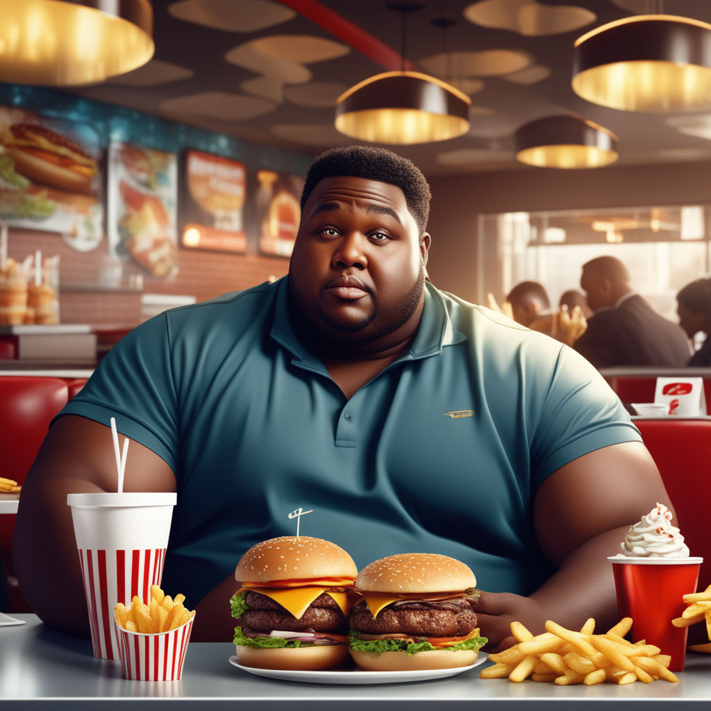 fat person eating mcdonalds cartoon