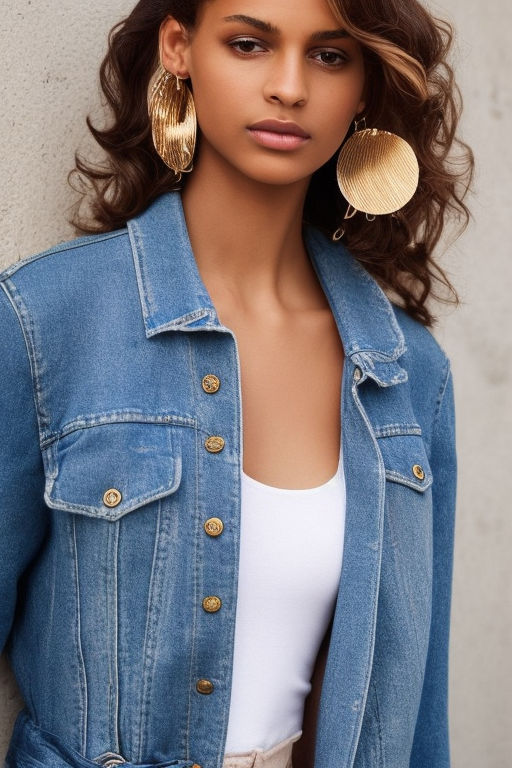Woman with Earrings with Braids on Her Head in a Jeans Jacket Got the Idea  with Finger Up. Emotions Concept Stock Photo - Image of mind, pondering:  177801604