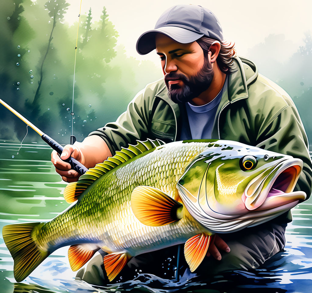 extremely realistic and detailed digital painting of a Bass(fish) -  Playground