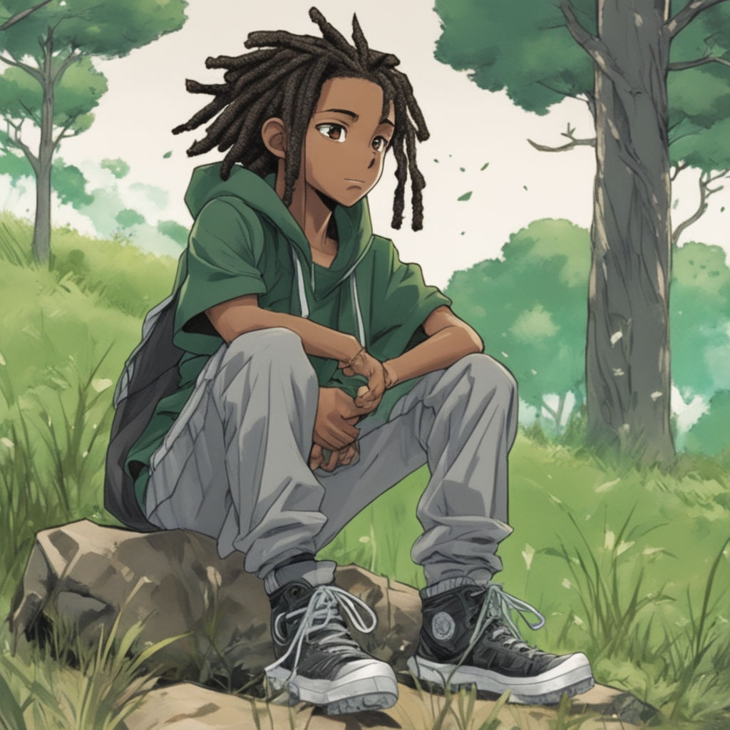 Afro-americano bonito garoto africano Dread Locs Anime Naruto Desenho  altamente realista · Creative Fabrica