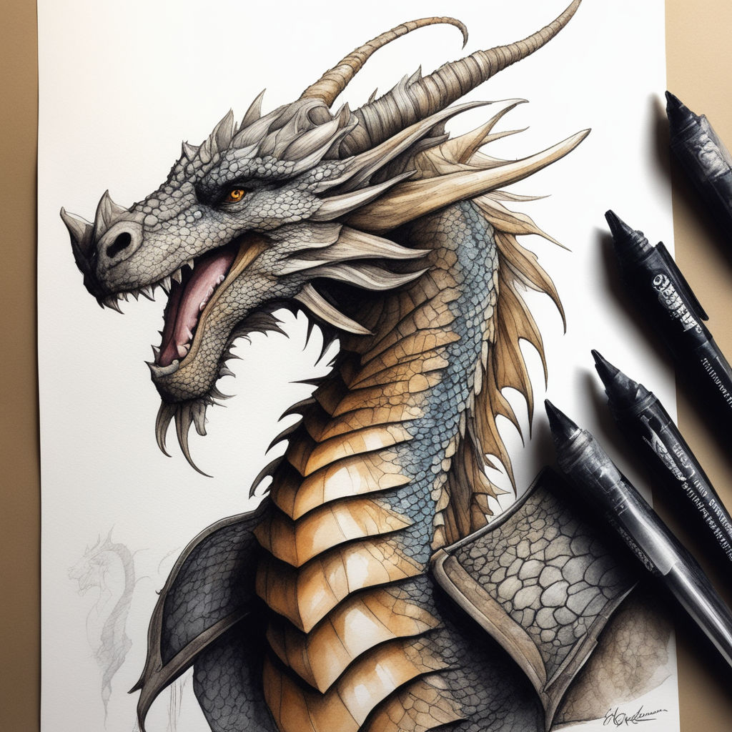 how to draw a realistic dragon head