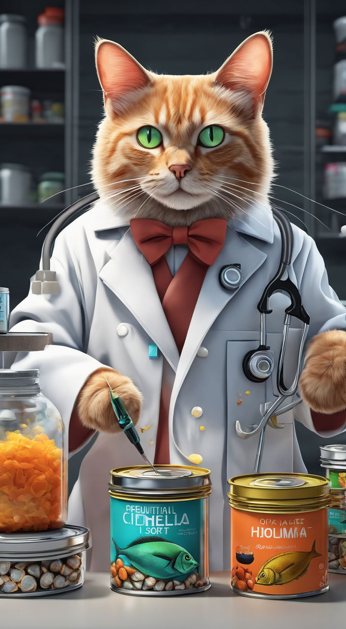 cat wearing a lab coat, highly detailed, 4 k