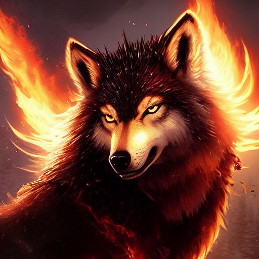 Illustration of a wolf head with fire effect in the background Ai  Generative Image 23182513 Stock Photo at Vecteezy