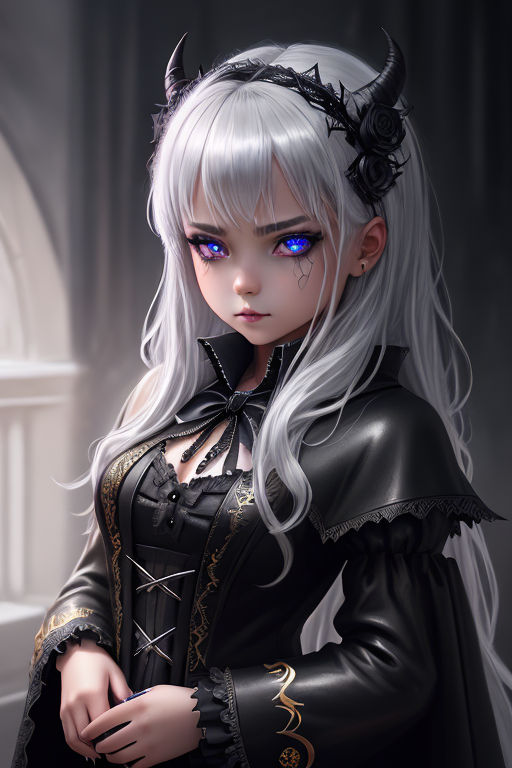 visible-elk918:   , elf vampire girl with white hair and red eyes. anime style