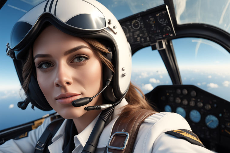 female aviator with VR goggles and headset - Playground