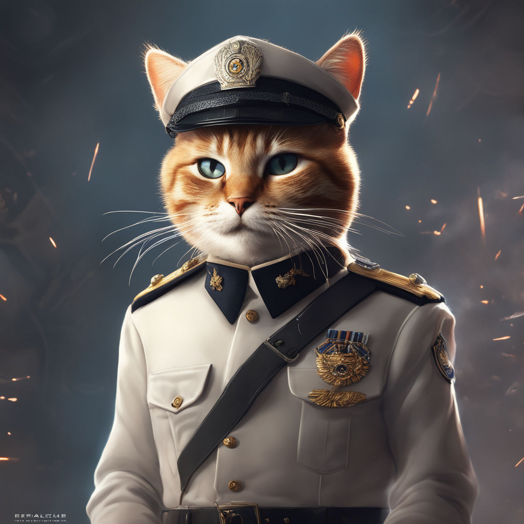 Ultra detailed epic anthropomorphic Cat humanoid as Police officer