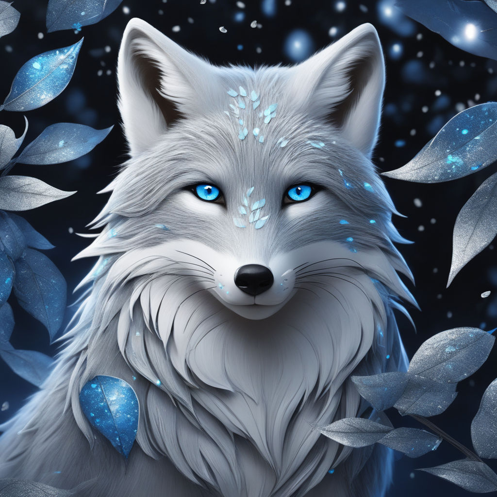 anime white wolf with blue eyes