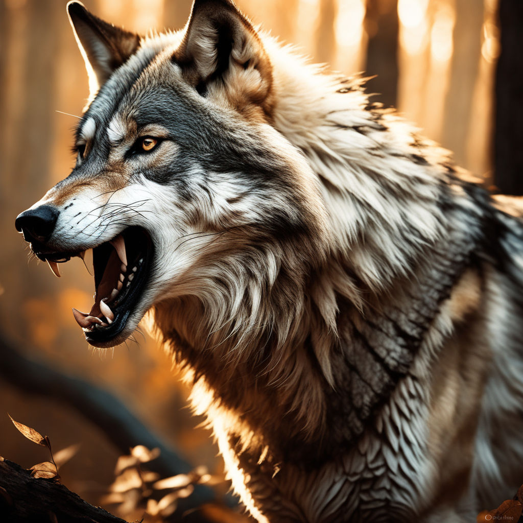 wolf snarling full body