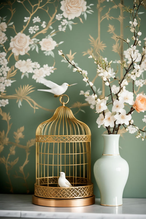 vintage floral wallpaper and a bird - Playground