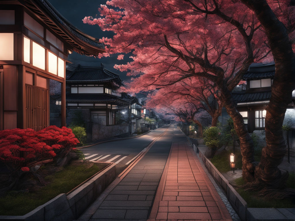 Cherry blossom trees at night  City aesthetic, Japan, Japan aesthetic