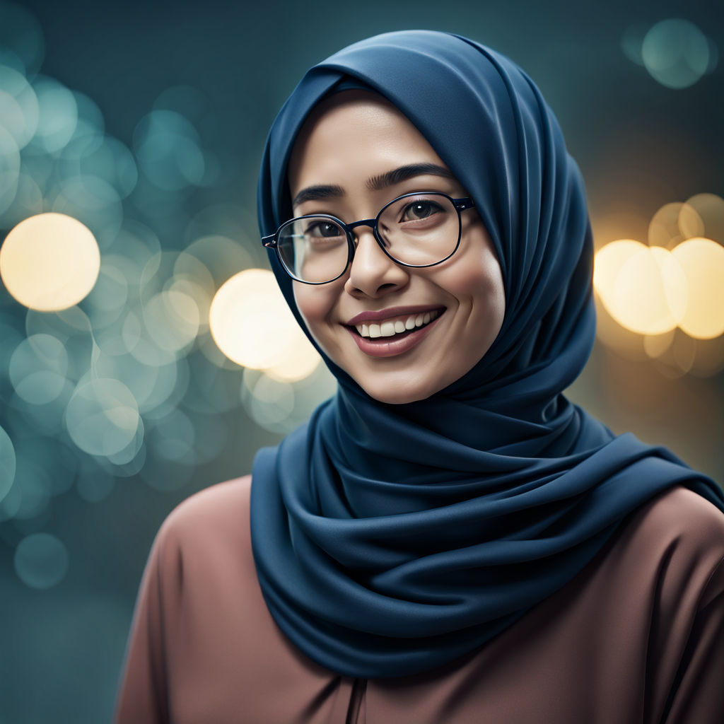 An anime-girl wearing a hijab with no hair, radiating sweetness