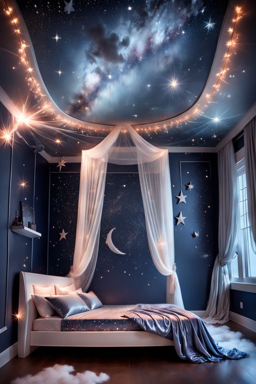 Room Ceiling Decor Night Sky with Star Designs Printed Stretch Design  Ceilings Film Starlit Screen - China LED Star Curtain Light, LED Curtain  Light