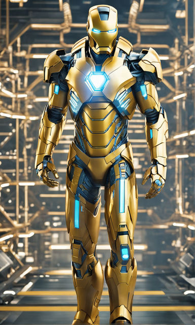 a Dramatic shot of the iron man suit based off of a... | OpenArt