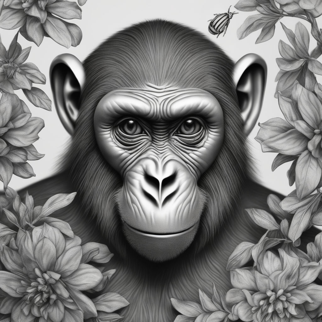 realistic monkey face drawing